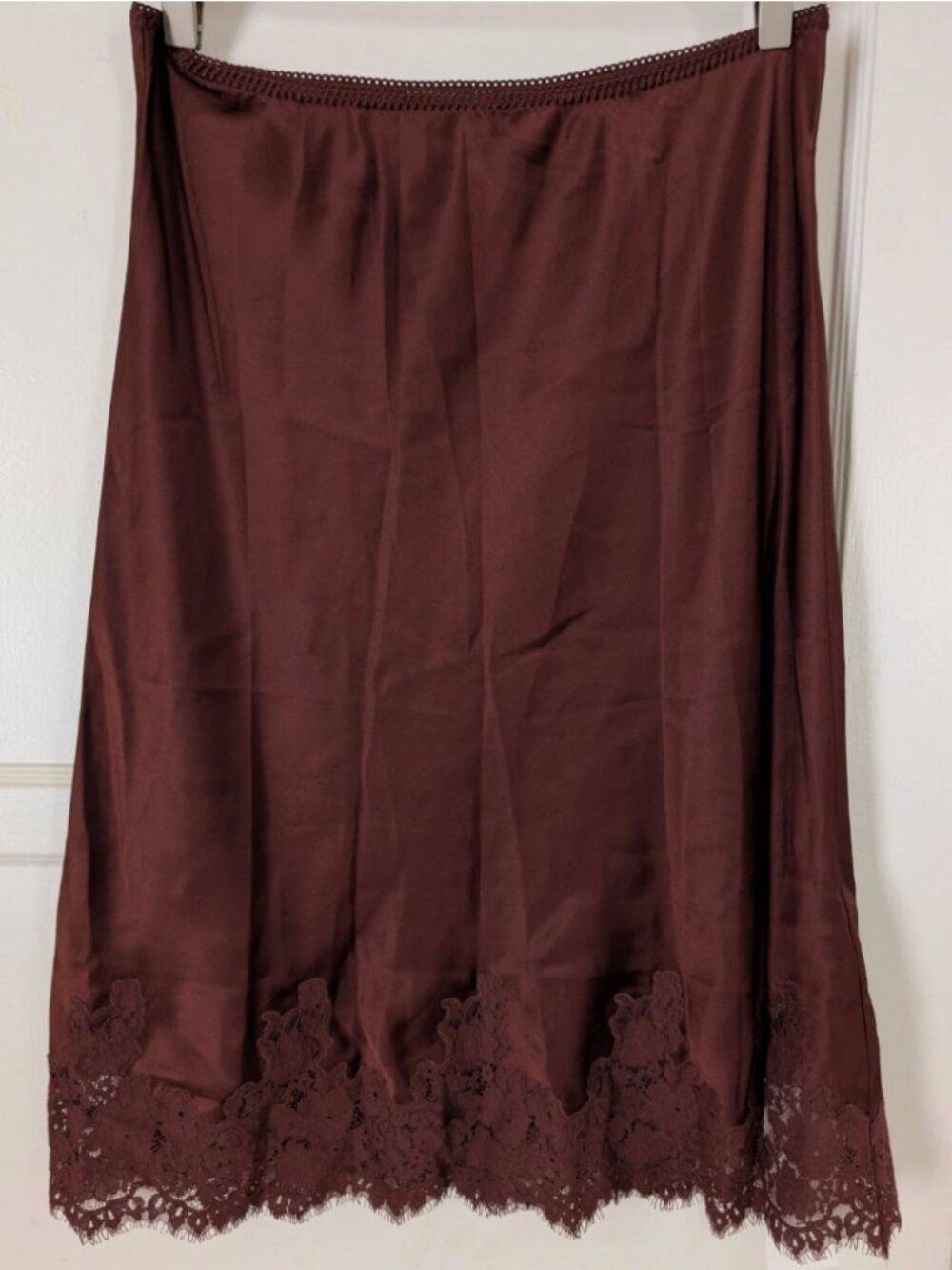 DÔEN Doen Elowette lace-trimmed silk satin skirt Brown Medium